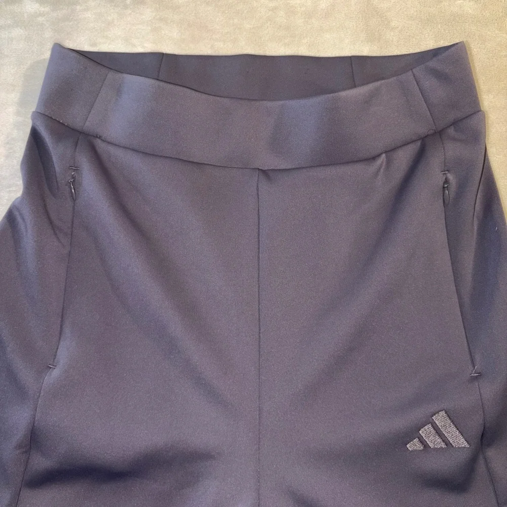 Adidas Womens Wide Leg Training Pants Gray Zip Pockets Size M Luxe Loose Sweat